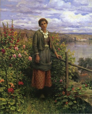 In her garden